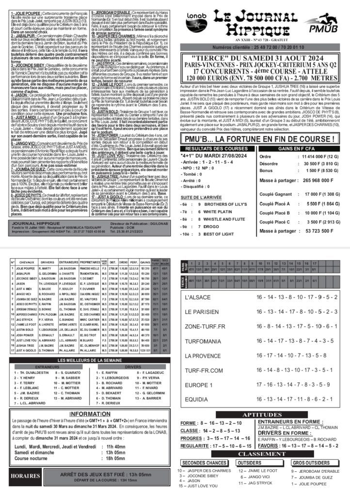 1000238656-722x1024 Journal Hippique de 30 et 31 Août 2024 : Résultats PMU, Pronostics et Gains du Jour avec LONAB