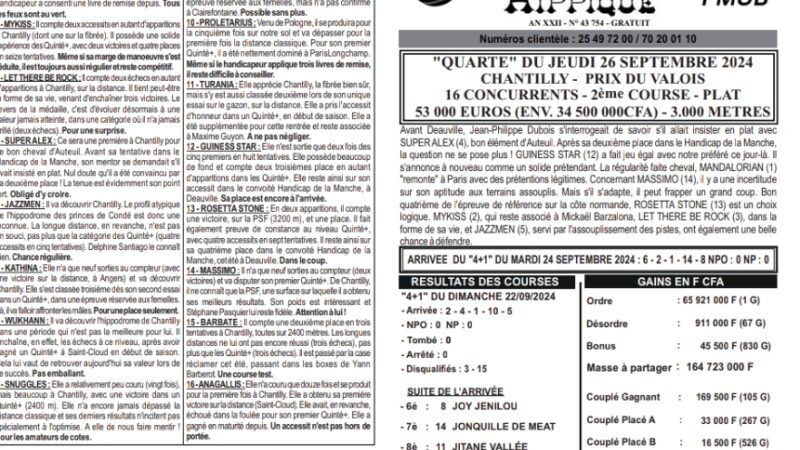 Journal Hippique LONAB du 26 Septembre 2024