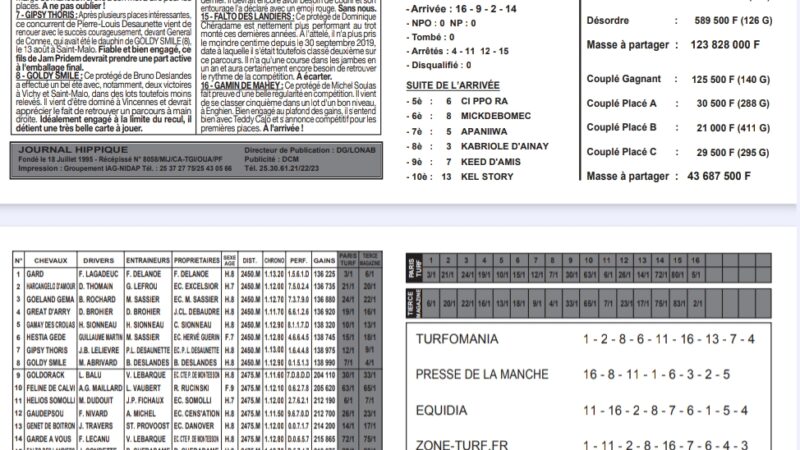 Journal Hippique du Samedi 12 Octobre 2024